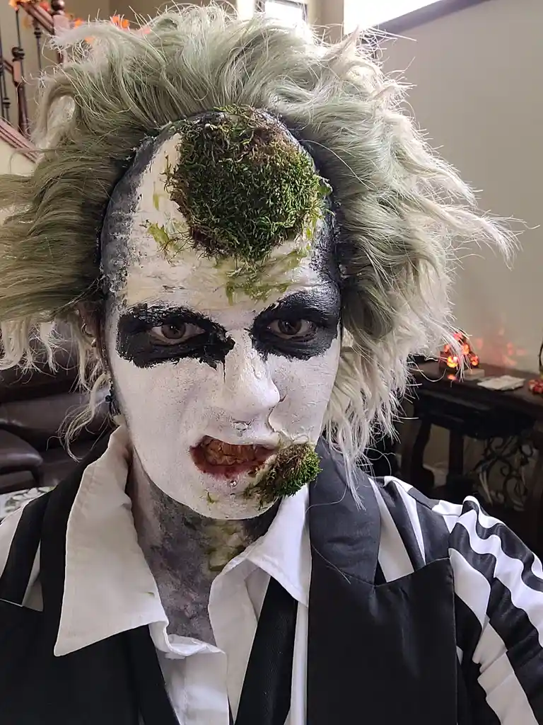 Transforming into Beetlejuice for Halloween fun