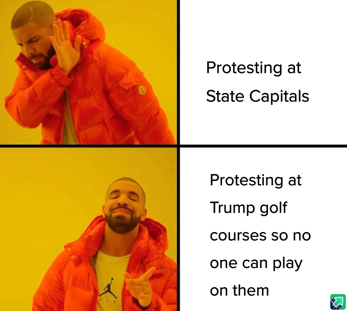 The image is a two-panel meme featuring Drake. In the top panel, he covers his ears with a frustrated expression, labeled…