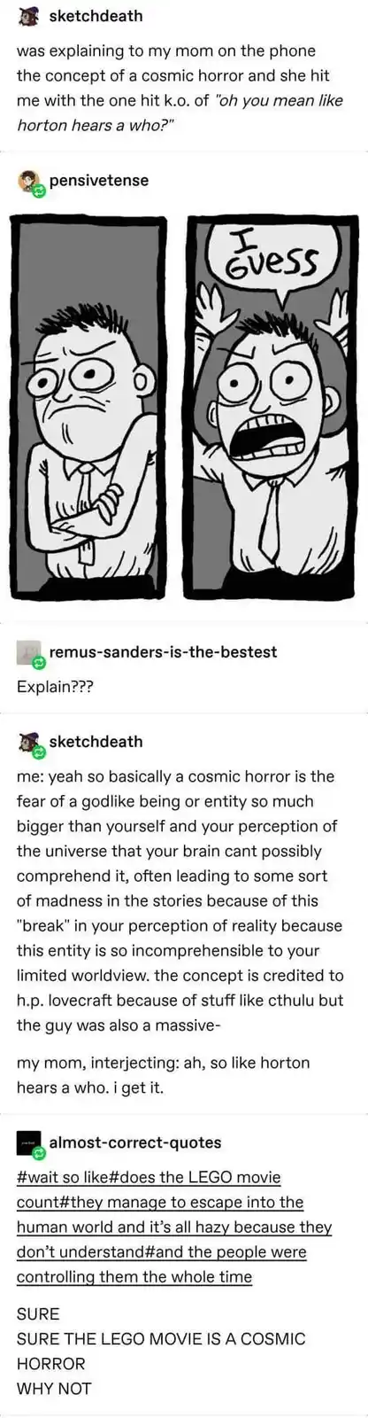 A two-panel comic strip shows a man with arms crossed looking annoyed, then the same man with hands raised in shock and a…