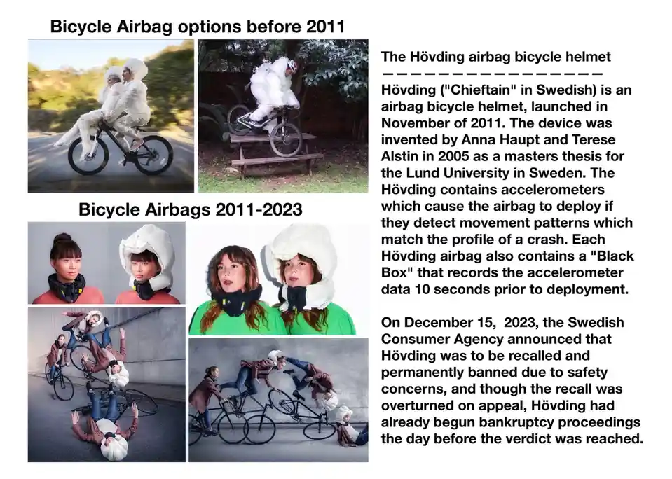 The image displays a collage comparing 'Bicycle Airbag options before 2011' with 'Bicycle Airbags 2011-2023'. The top…