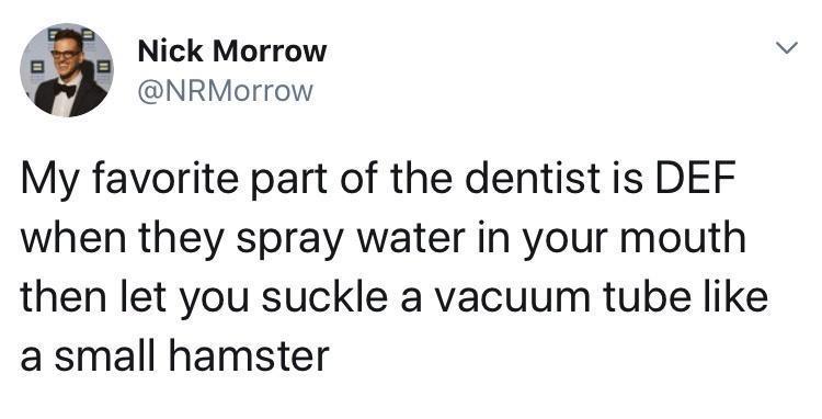 A screenshot of a tweet by Nick Morrow (@NRMorrow) showing his profile picture and the text: 'My favorite part of the…