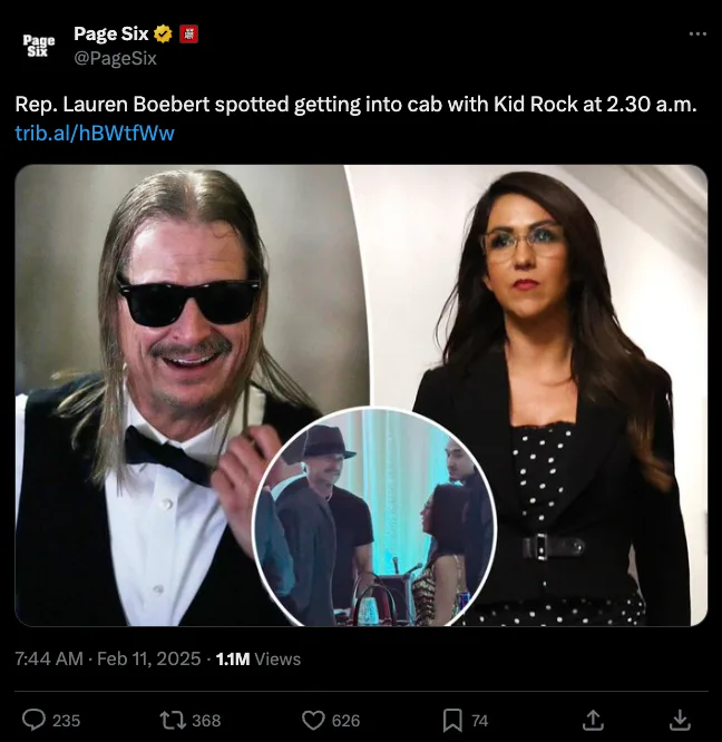 The image displays two side-by-side photos: on the left, musician Kid Rock wearing sunglasses and a tuxedo, and on the…
