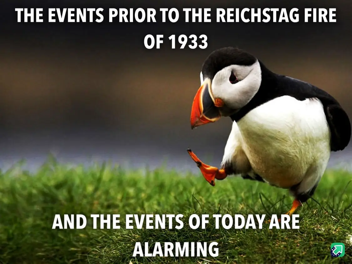 A photograph of a puffin standing on green grass, looking down with one foot lifted, overlaid with white text stating 'THE…