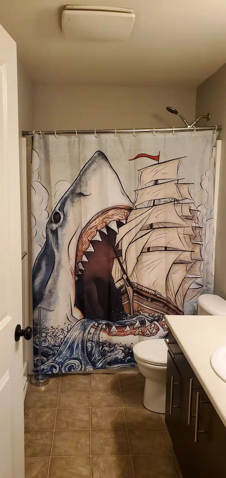 Just Moved into a New Suite and Look at This Shower Curtain!