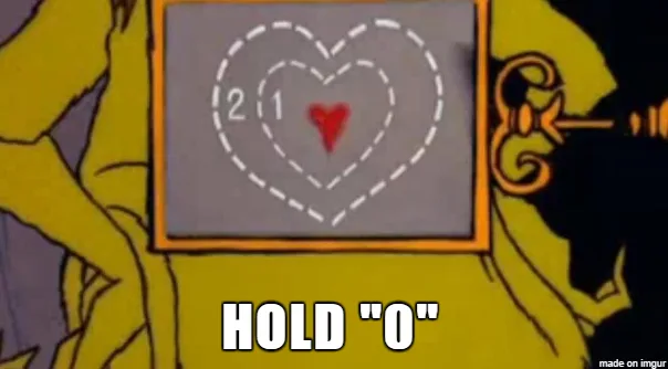 A still from an animated show shows a framed display with a red heart inside a dashed heart outline, with the numbers '2'…