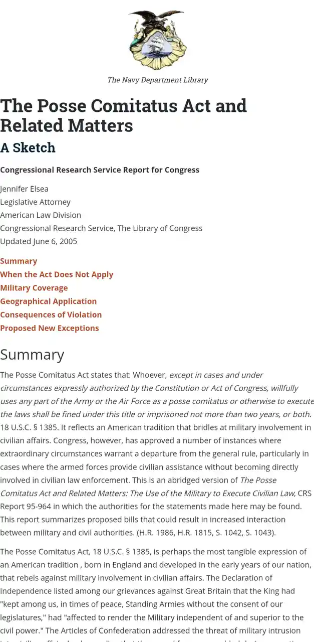 Understanding the Posse Comitatus Act