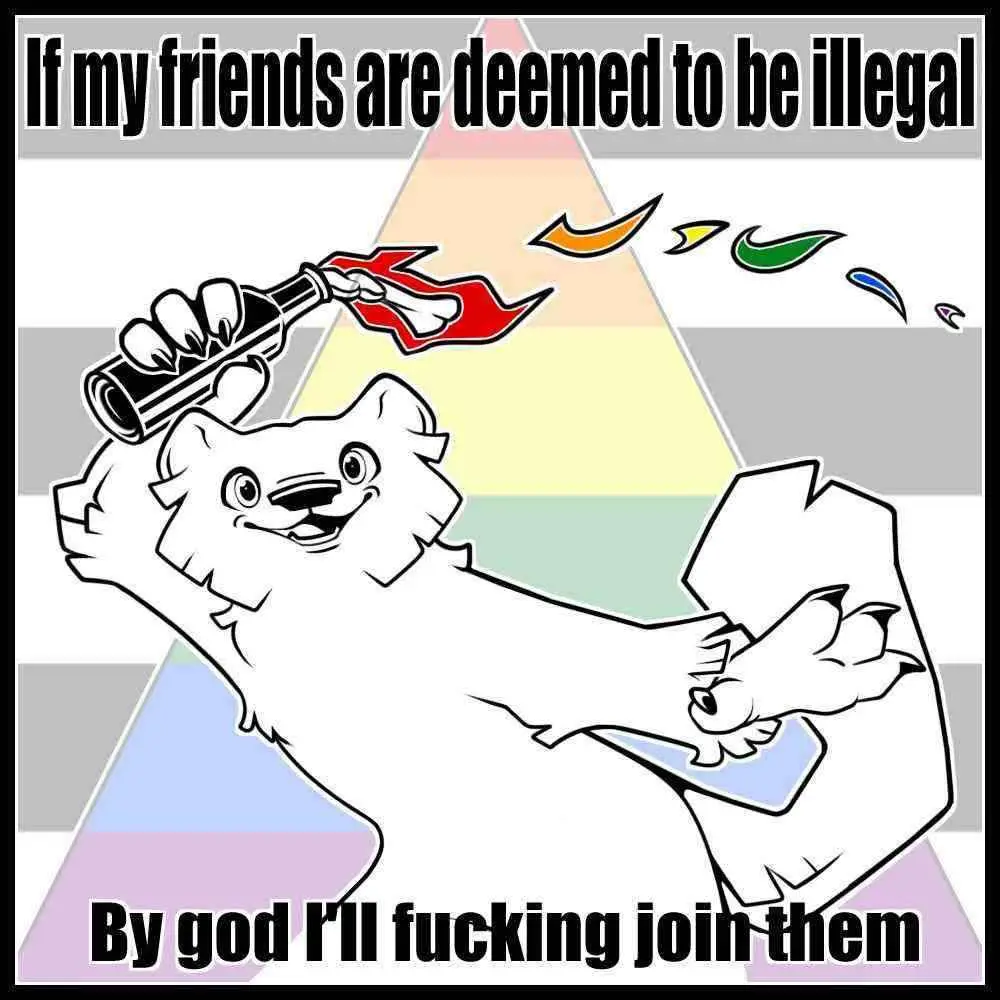 A black-and-white cartoon of a muscular, smiling anthropomorphic bear flexing its bicep while holding a bottle with a red…