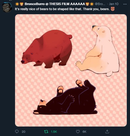 The image displays three cartoon bears — a brown bear, a polar bear, and a black bear — arranged on a pink checkered…