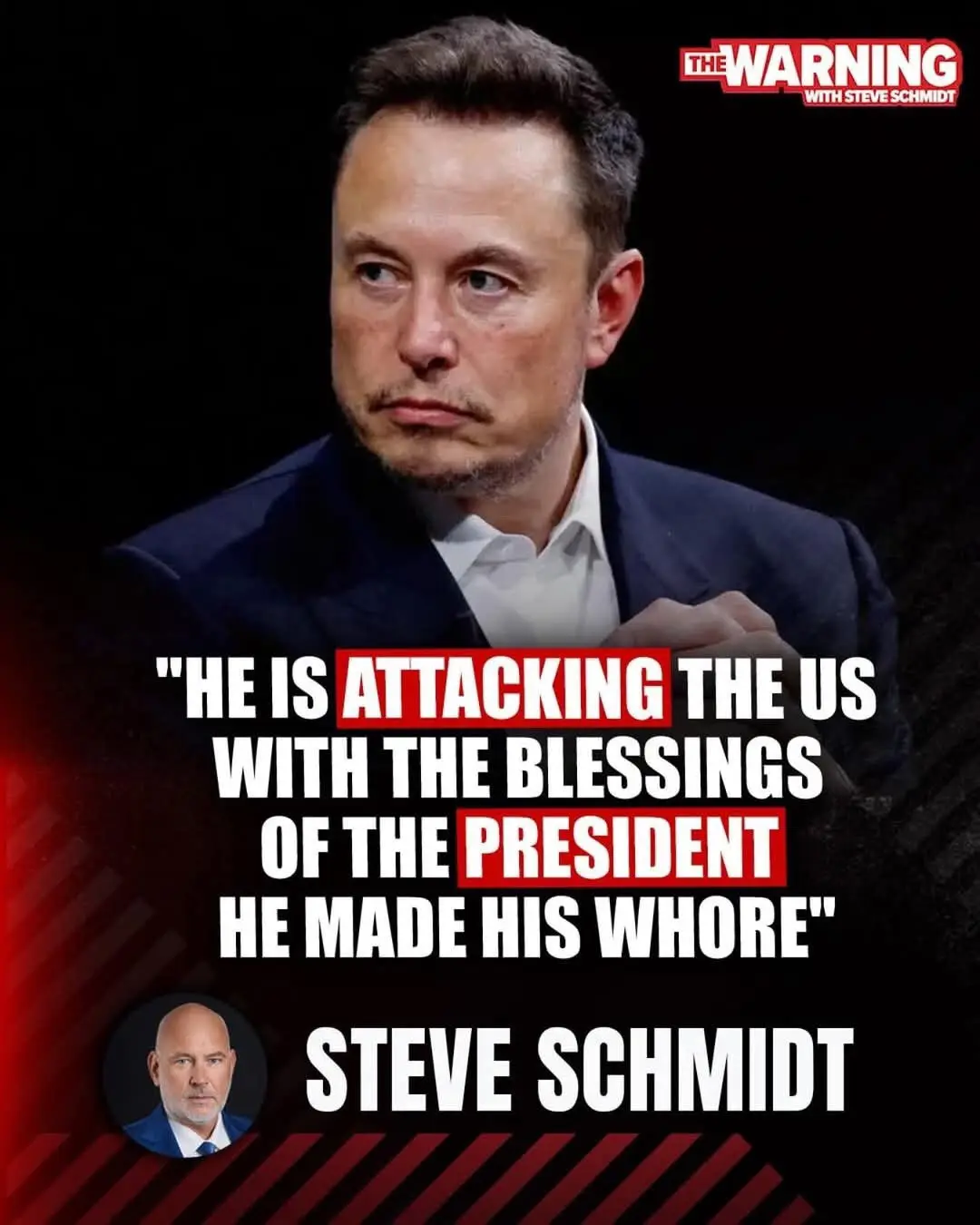 A close-up image of Elon Musk looking serious and slightly to the side, overlaid with a large quote attributed to Steve…