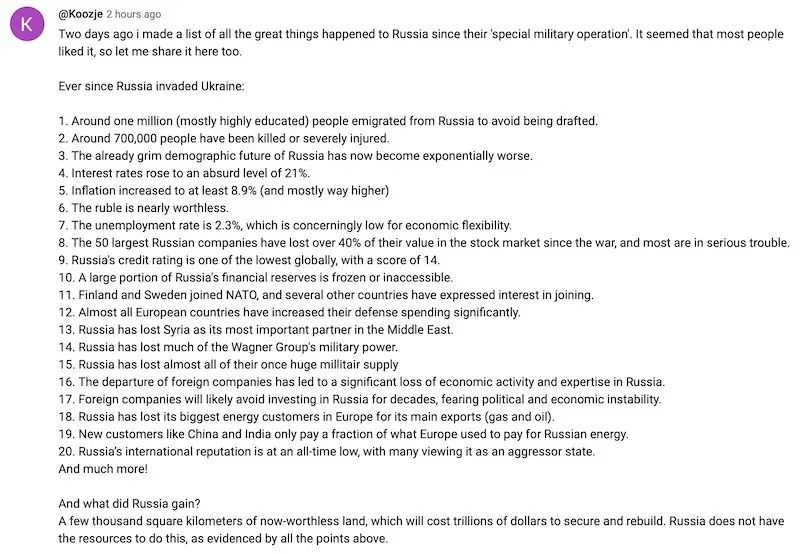 Russian 'Achievements': The Surprising Outcomes of Their Special Military Operation