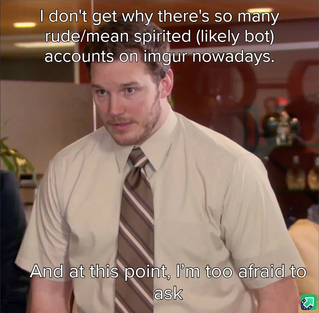 A man in a beige shirt and striped tie looks confused and slightly concerned. The text overlaid on the image expresses…