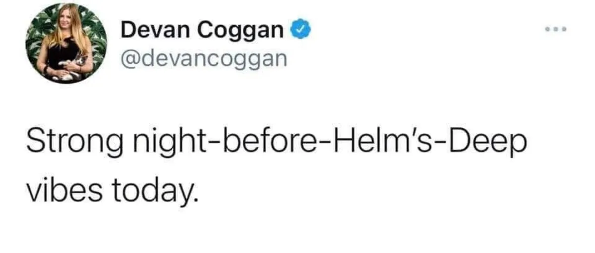 A screenshot of a tweet from verified user Devan Coggan (@devancoggan) showing her profile picture and the text 'Strong…