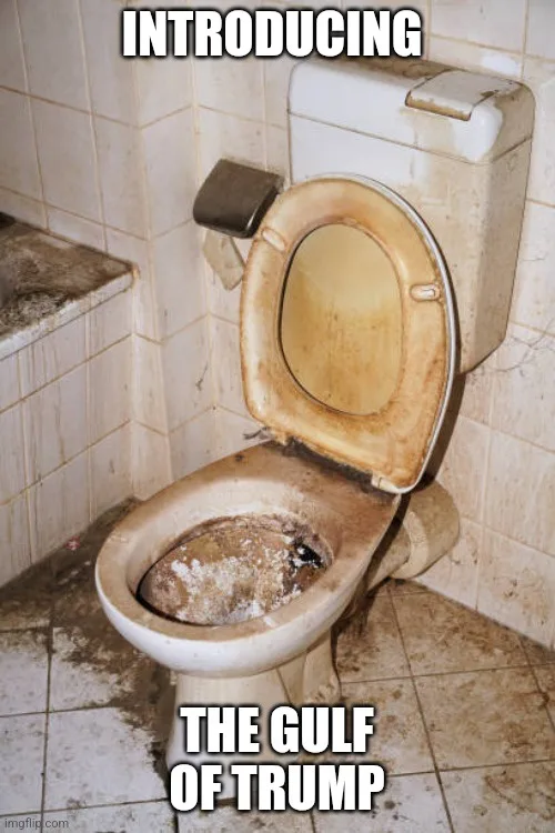 A dirty, neglected toilet with a stained seat and bowl filled with debris is shown in a grimy bathroom. The overlaid text…