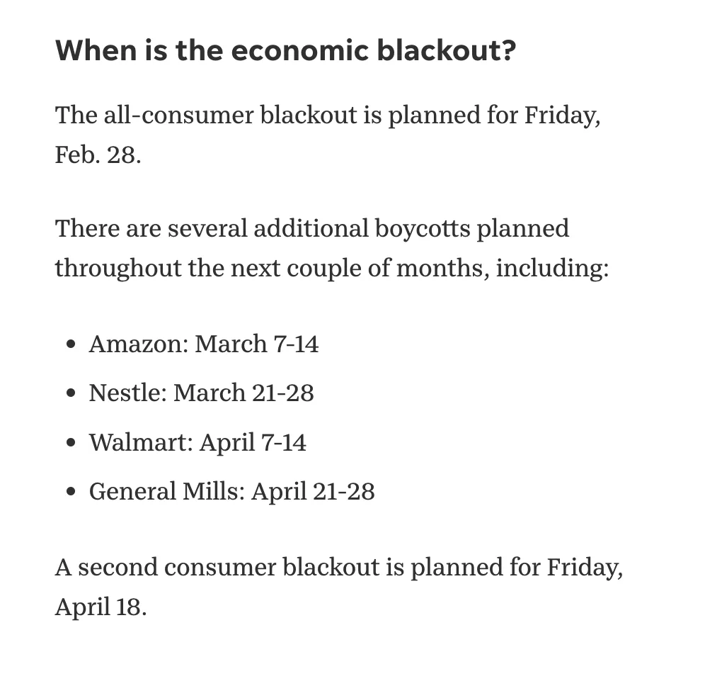 A screenshot of a fake news article titled 'When is the economic blackout?' lists a fictional 'all-consumer blackout' for…