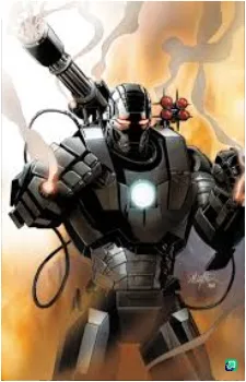 A comic book illustration of Iron Man in his Mark VII armor, standing heroically with glowing arc reactor chest piece, smoke…