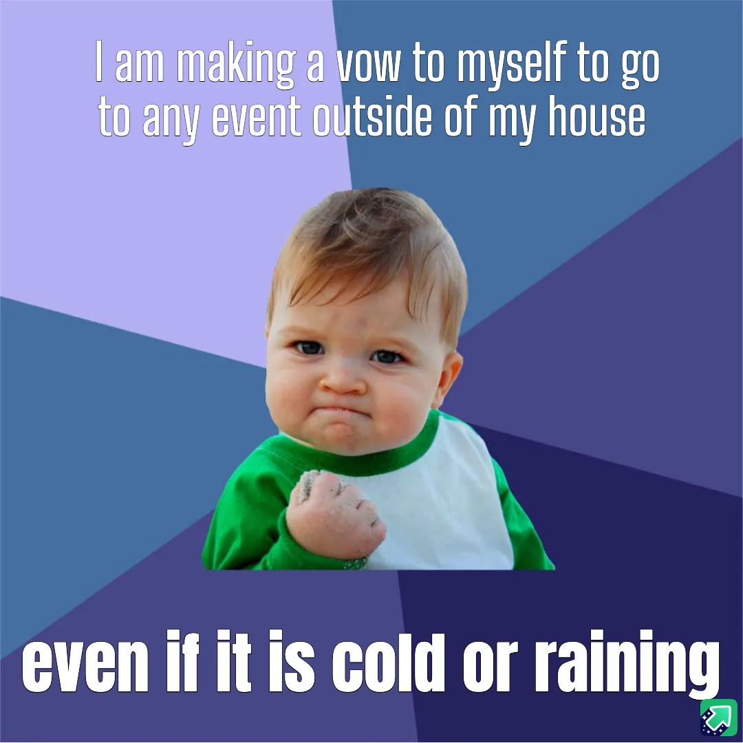 A baby with a determined, slightly scrunched face, wearing a green and white shirt, is shown against a geometric purple and…