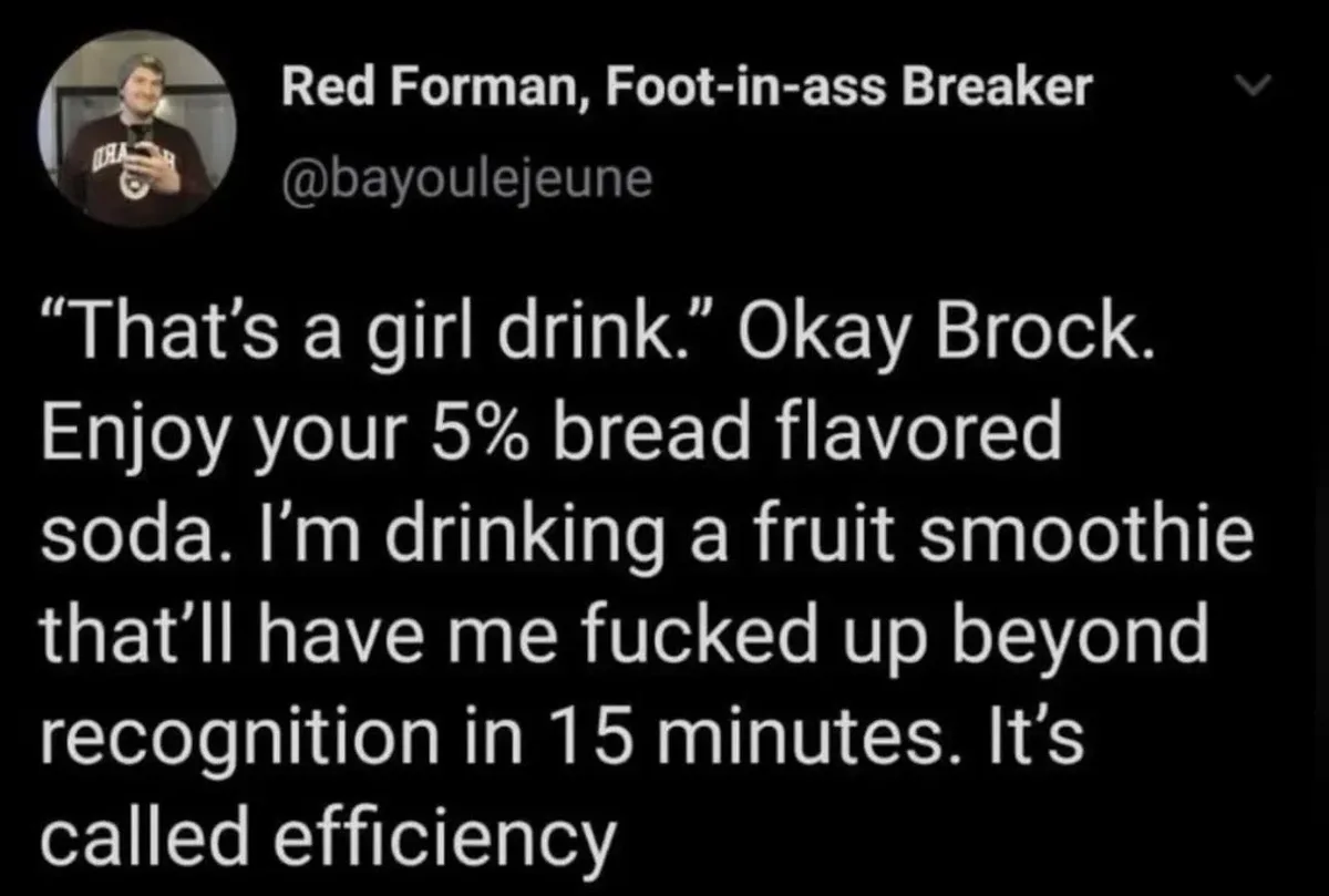 A screenshot of a tweet from 'Red Forman, Foot-in-ass Breaker' (@bayoulejeune) shows a man in a dark hoodie holding a phone…