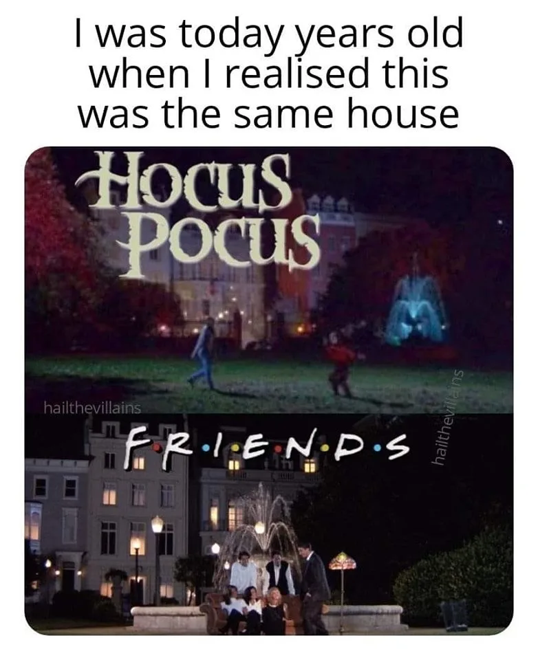 The image is split into two panels. The top panel shows a night scene from the movie 'Hocus Pocus' with the title overlaid…