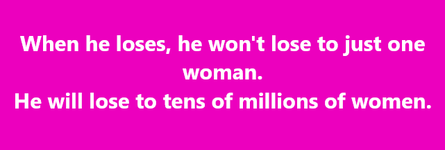 A solid magenta background with white text in two lines. The first line reads 'When he loses, he won't lose to just one…