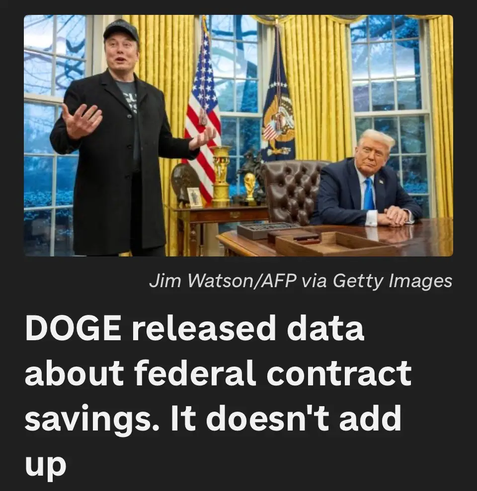An edited image shows Elon Musk standing in the Oval Office gesturing while Donald Trump sits at the desk looking…