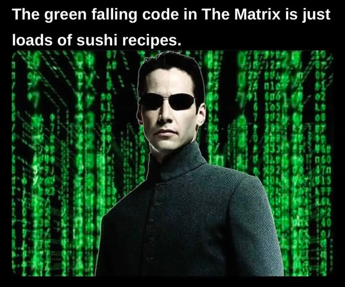 The image features a still of Neo from The Matrix standing in front of the iconic green falling digital code. White text…
