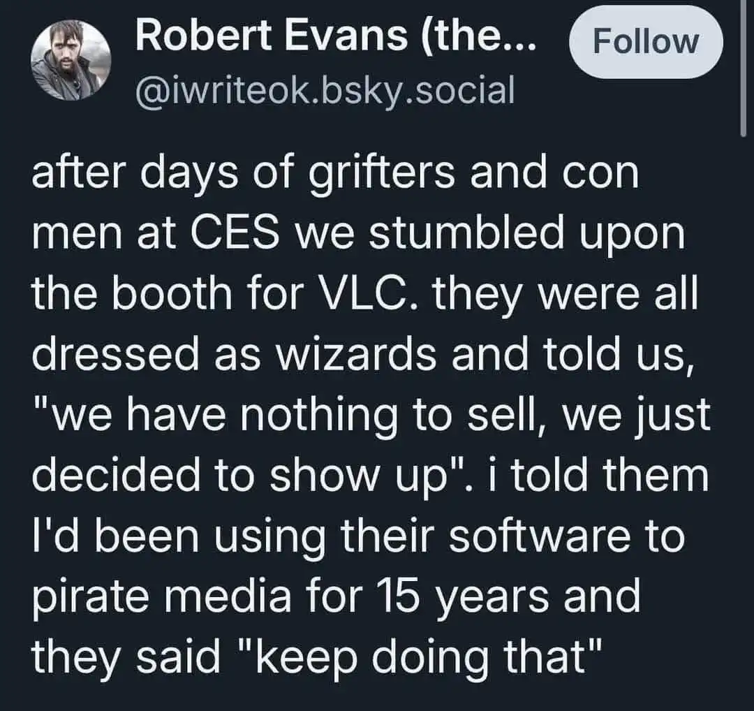 A screenshot of a social media post by Robert Evans (the...) showing a dark background with white text. The text recounts a…