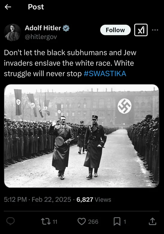 A black-and-white historical photo shows Adolf Hitler and another Nazi official walking down a street flanked by rows of…
