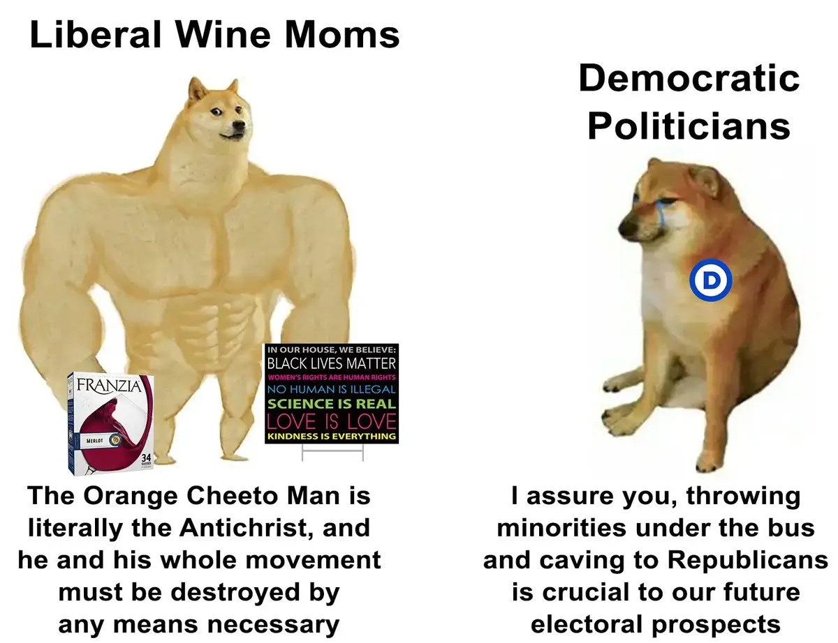 The image displays two side-by-side panels featuring the 'Doge' meme template. The left panel shows a muscular, tan-colored…