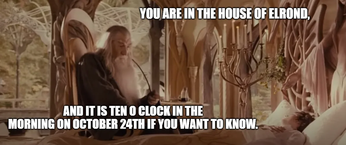 An image from 'The Lord of the Rings' shows Elrond sitting in his ornate, tree-like throne room, holding a pipe. A young…
