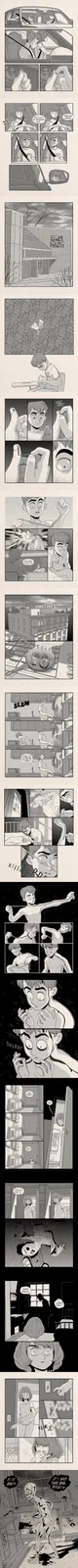 A black-and-white comic strip shows a boy named Cole repeatedly picking at his hangnails, starting in a car, then at school…