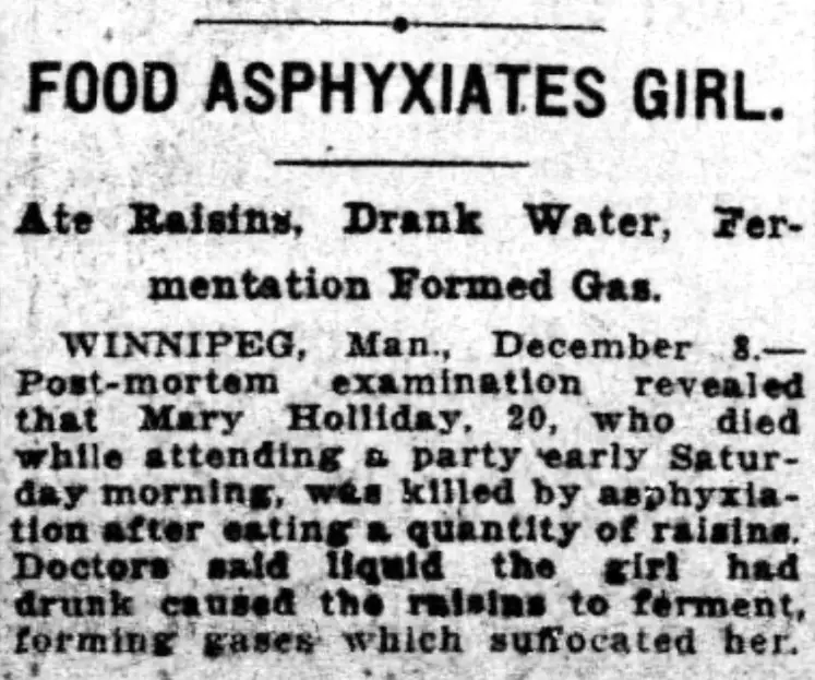 A black-and-white newspaper clipping from December 8, 1920, in Winnipeg, Manitoba, reports that a 20-year-old girl named…
