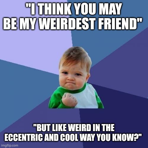 A baby with a smug, confident expression, wearing a green and white shirt, is shown against a blue and purple geometric…