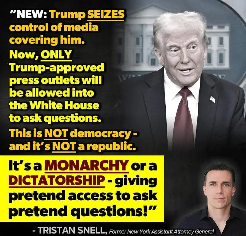 A composite image features Donald Trump in a suit with the White House in the background, and a smaller inset of Tristan…
