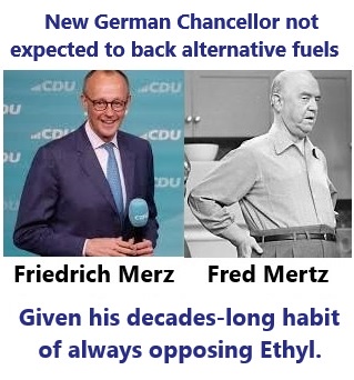 The image displays two side-by-side photos: on the left, a smiling man in a suit holding a microphone labeled 'CDU' with the…