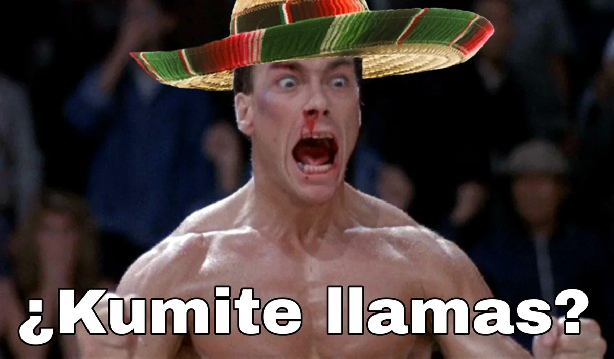 A shirtless man with a shocked expression and blood on his nose wears a large, colorful sombrero. The text at the bottom…
