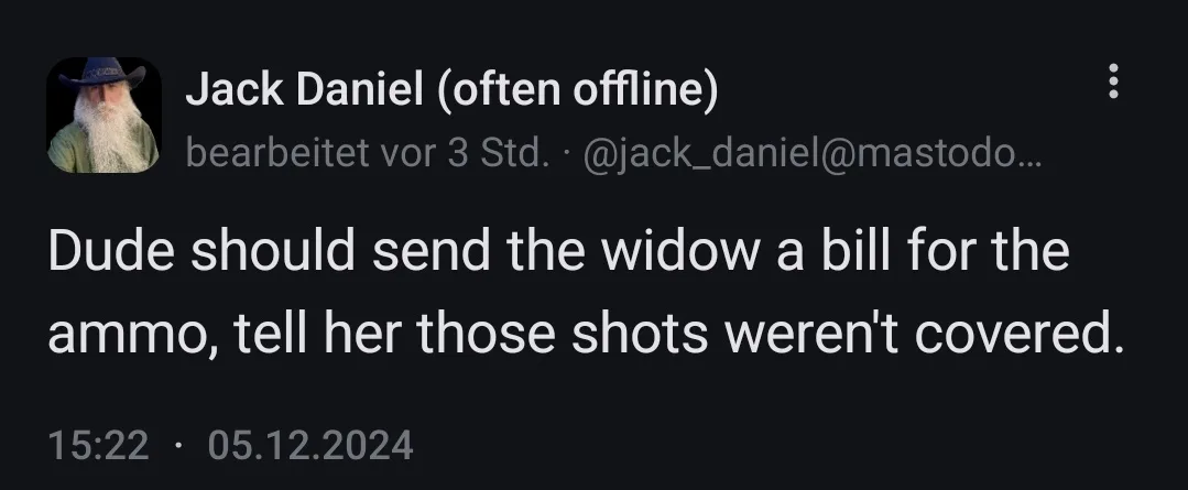 A screenshot of a Mastodon post by 'Jack Daniel (often offline)' shows a dark interface with white text. The post reads…