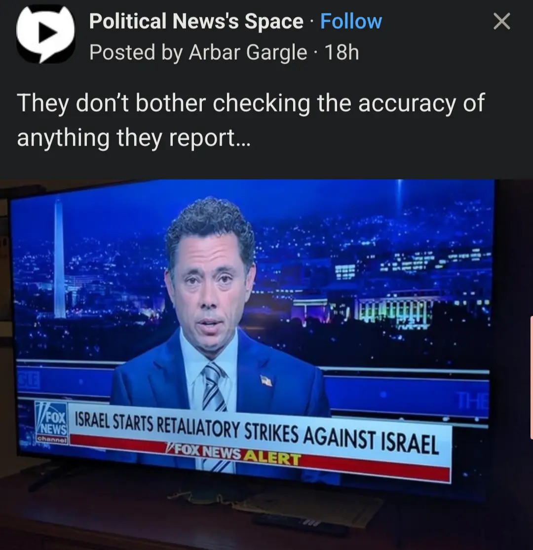 A screenshot of a social media post showing a television screen with a Fox News broadcast. The anchor, a man in a suit, is…