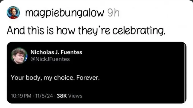 A screenshot of a tweet from user 'magpiebungalow' that reads 'And this is how they're celebrating.' Below it is a…