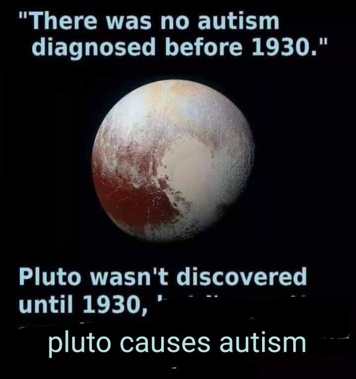 The image shows a photograph of the dwarf planet Pluto against a black background. Overlaid white text at the top reads…
