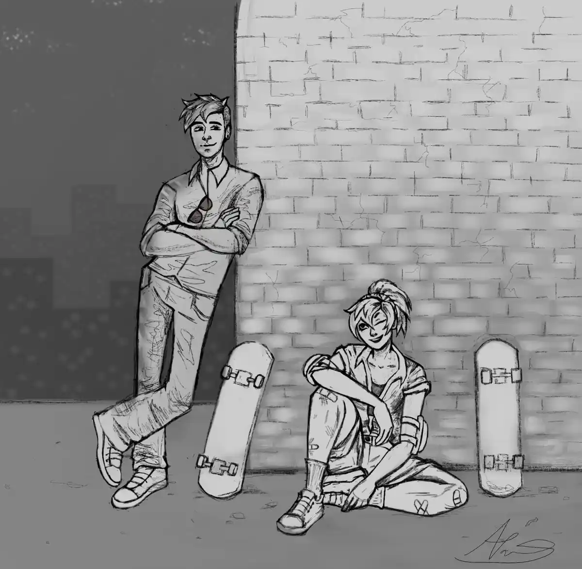 A Beautiful Greyscale Couple Commission
