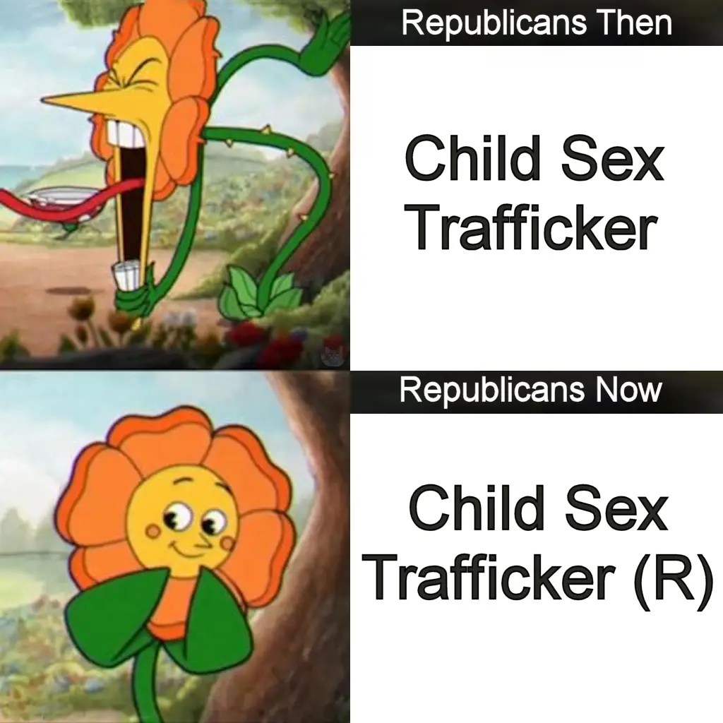 The image is a two-panel meme using characters from the animated show 'The Powerpuff Girls'. The top panel shows a menacing…