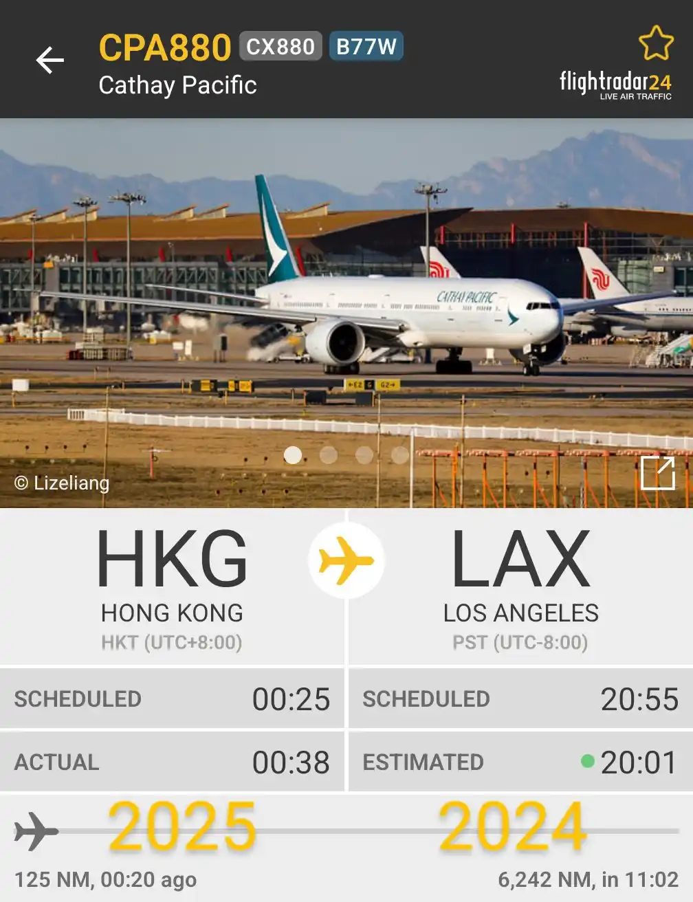 A Plane Departing Hong Kong in 2025 Will Touch Down in Los Angeles in 2024