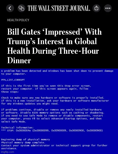 The image displays a screenshot of a Windows Blue Screen of Death (BSOD) error message, overlaid with the headline 'Bill…