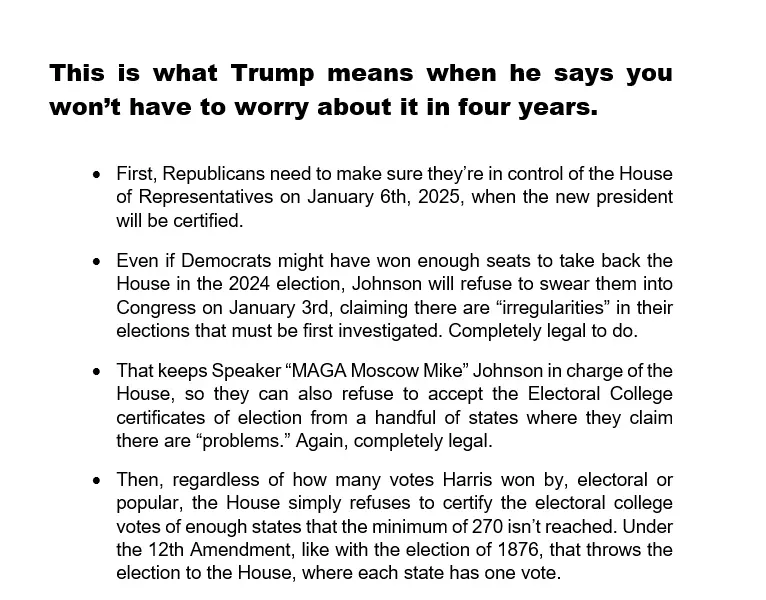 A white background image displays bold black text at the top reading 'This is what Trump means when he says you won't have…