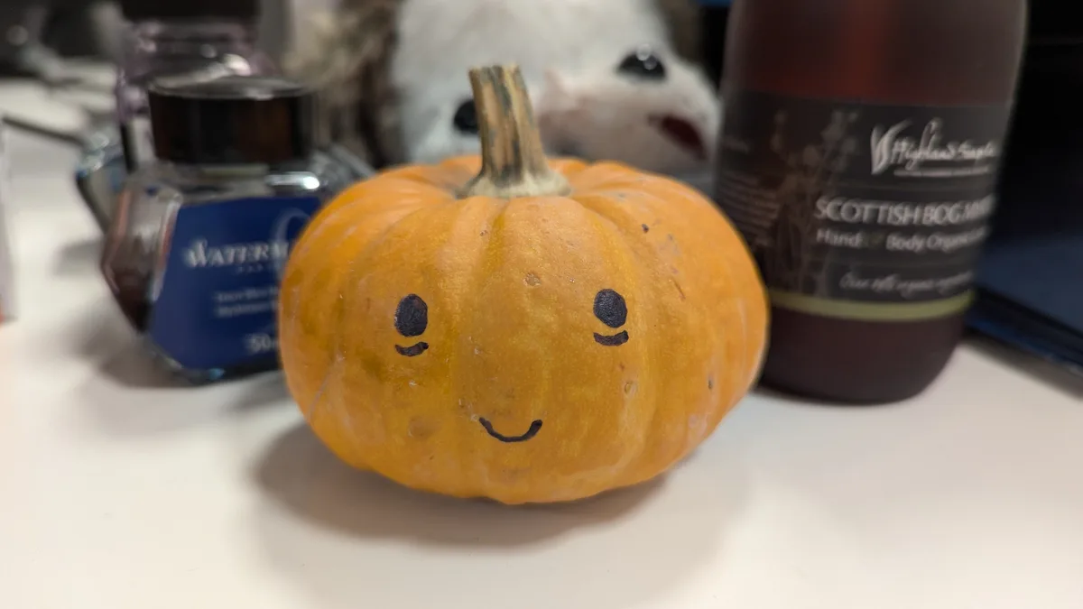 Check out the Finance-themed pumpkin I crafted for my desk!