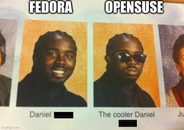 Two adjacent school yearbook photos of a young Black man, labeled 'Daniel' and 'The cooler Daniel'. The left photo shows him…