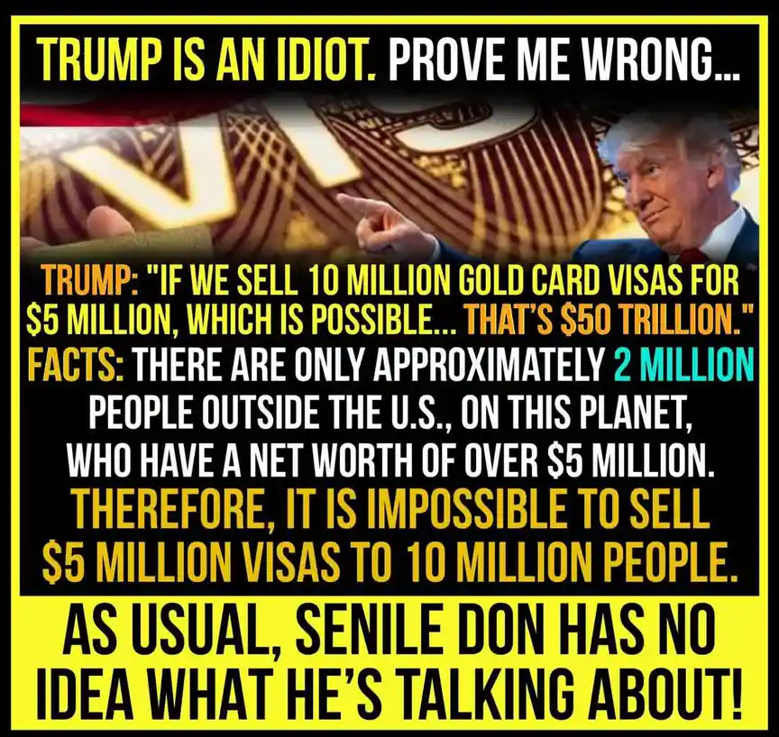 The image features a photo of Donald Trump pointing, overlaid with bold text criticizing his claim about selling 10 million…