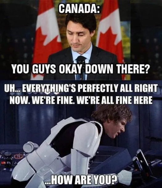 The image is split into two panels. The top panel shows a photo of Canadian Prime Minister Justin Trudeau with Canadian…