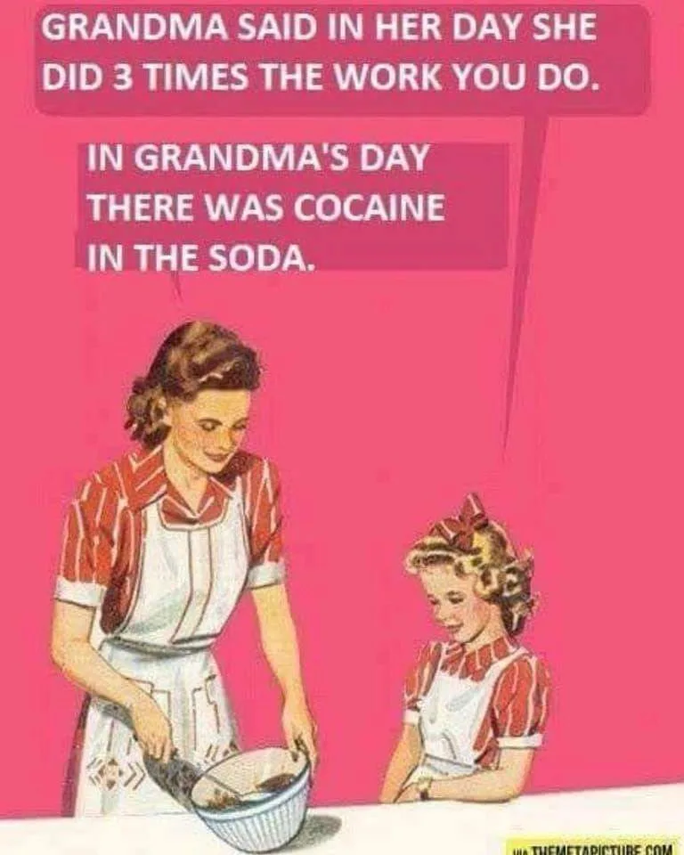 A vintage-style illustration shows a woman in a red-and-white striped shirt and white apron mixing something in a bowl…