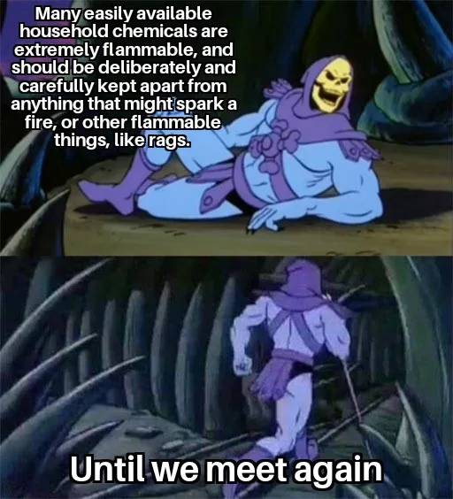 The meme features two panels from the animated series 'He-Man and the Masters of the Universe'. The top panel shows…